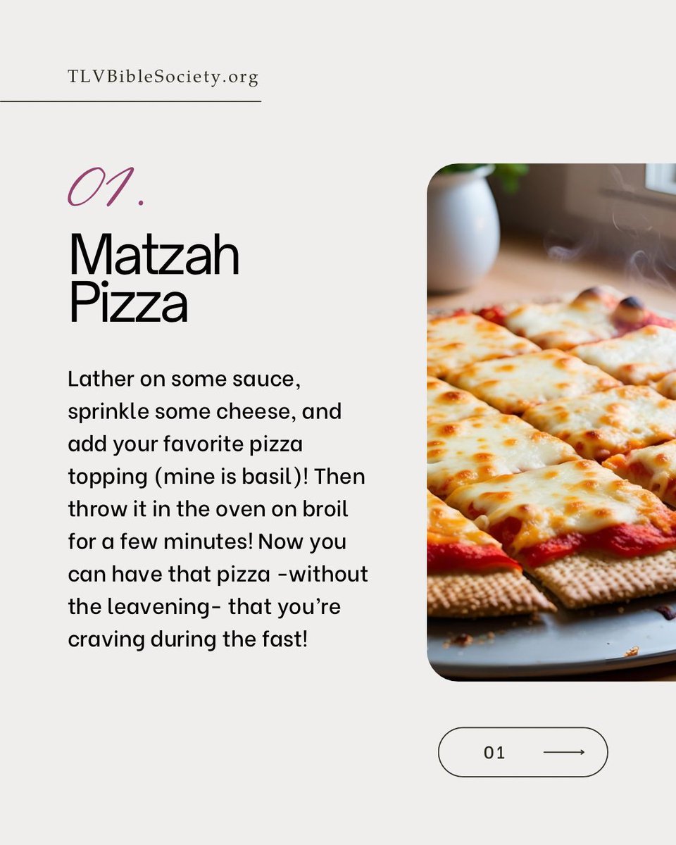 TLVBibleSociety's tweet photo. Matzah all week? Let’s make it fun 😅🫓
Our favorite ways to upgrade your matzah—sweet, savory, and anything but boring. Chag Sameach! 🤗
#Passover #Matzah #Pesach #ChagSameach #SpringFeasts https://t.co/3T8Uugpbsz