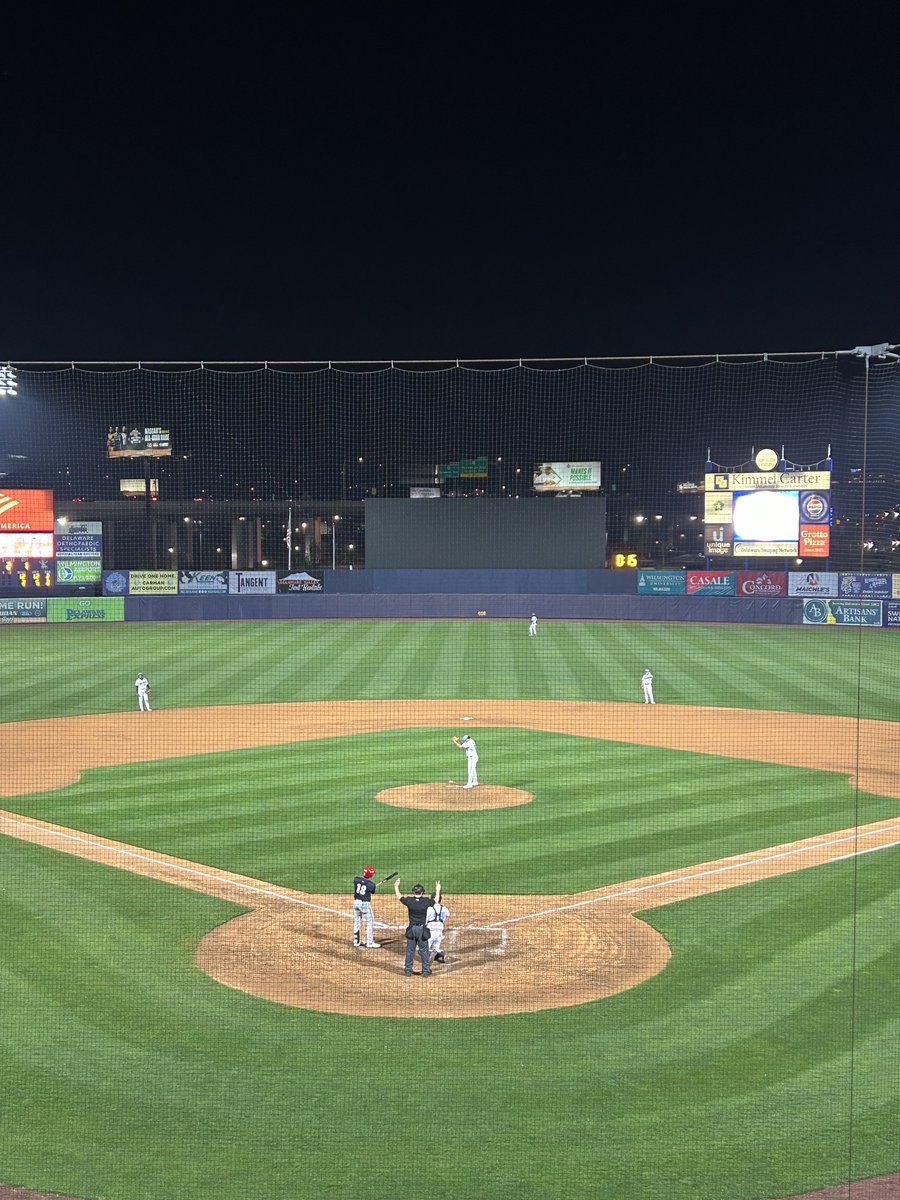 KennJacobsen's tweet photo. Always excited for Opening Day for my team, the Wilmington Blue Rocks, a high A affiliate of the Washington Nationals.

Last night was no exception.

A lopsided loss but a beautiful Spring evening at the ballpark and the post-game fireworks were, as usual, the best anywhere. https://t.co/dadFnheX4D