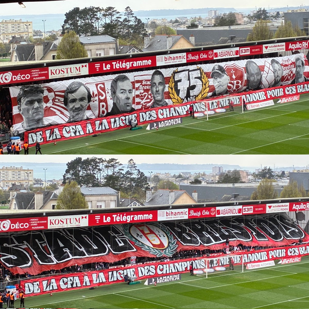 UltrasMadeinFR's tweet photo. ⚽ Brest - Rennes
📢 Les deux tifos en Tribune Kemper pour les 75 ans du Stade Brestois !
📆 Samedi 4 avril
📸 @franckledorze 

#SB29SRFC https://t.co/kBnVyZWM7c