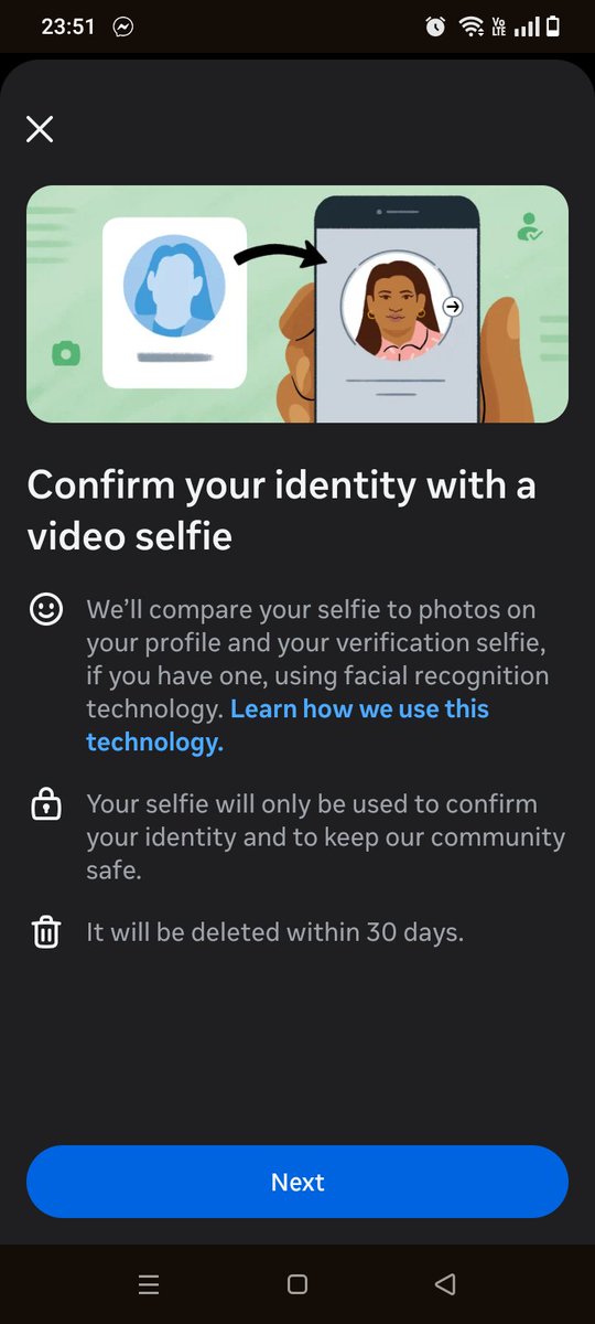 runarmelon's tweet photo. @facebook This happened to my ART account. How do I fix this? I scanned my face 4–5 times, but nothing happened. After I scanned it, it went back to the confirm your identity tap, and I still can’t access the chat in Messenger. https://t.co/Xf1EabbXyP