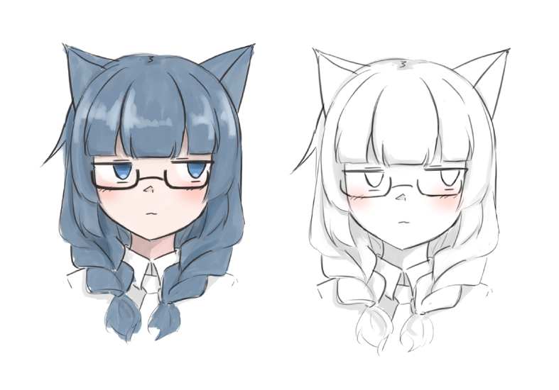 _aoken's tweet photo. 適当に癖を詰め合わせたけど手癖で描いてるせいで既視感がある（ジェネリックくまち…？） https://t.co/5YXKbY4unr