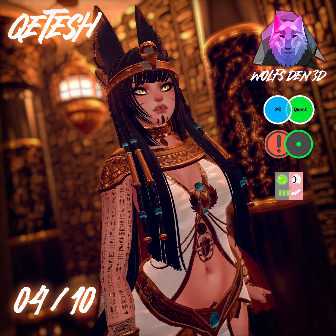 Qetesh, The Jackal Queen - 04/10

Meet a long awaited rework of an old avatar. Qetesh will be available starting next week Friday 🧡

#VRChat #VRC