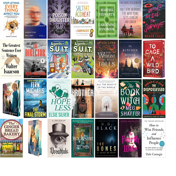 hendersonlibs's tweet photo. This week the Henderson Libraries have 309 new books and one new movie.  New items include Stop Letting Everything Affect You, The Infinity Machine, The Poison Daughter, Beneath, and Martha Stewart's Gardening Handbook. https://t.co/xu60qS9loy https://t.co/yqfZ4sdlhe
