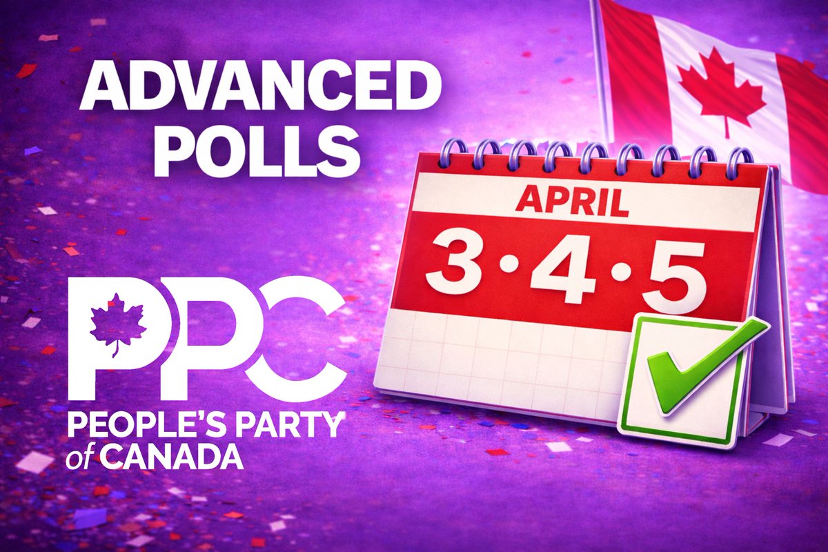 Advance polls are OPEN now in Terrebonne, University–Rosedale &amp; Scarborough Southwest (Apr 3–5).

Don’t wait. Vote early. Send a message.

Learn more about our candidates:

Andy D’Andrea:
peoplespartyofcanada.ca/candidate/andy…

Peter Koubakis:
peoplespartyofcanada.ca/candidate/pete…

Maria Cantore: