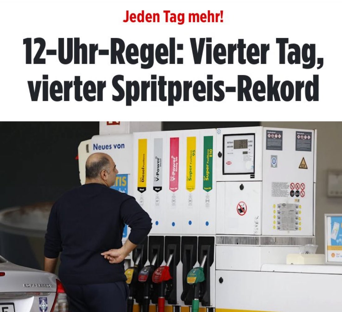 Gert_Woellmann's tweet photo. Wann wird die Regierung der spieltheoretischen und ökonomischen Analphabeten die 12-Uhr-Regel zur einmaligen Preiserhöhung pro Tag aufheben?
Bei Diesel über 3 Euro den Liter? https://t.co/05wD6MPThw