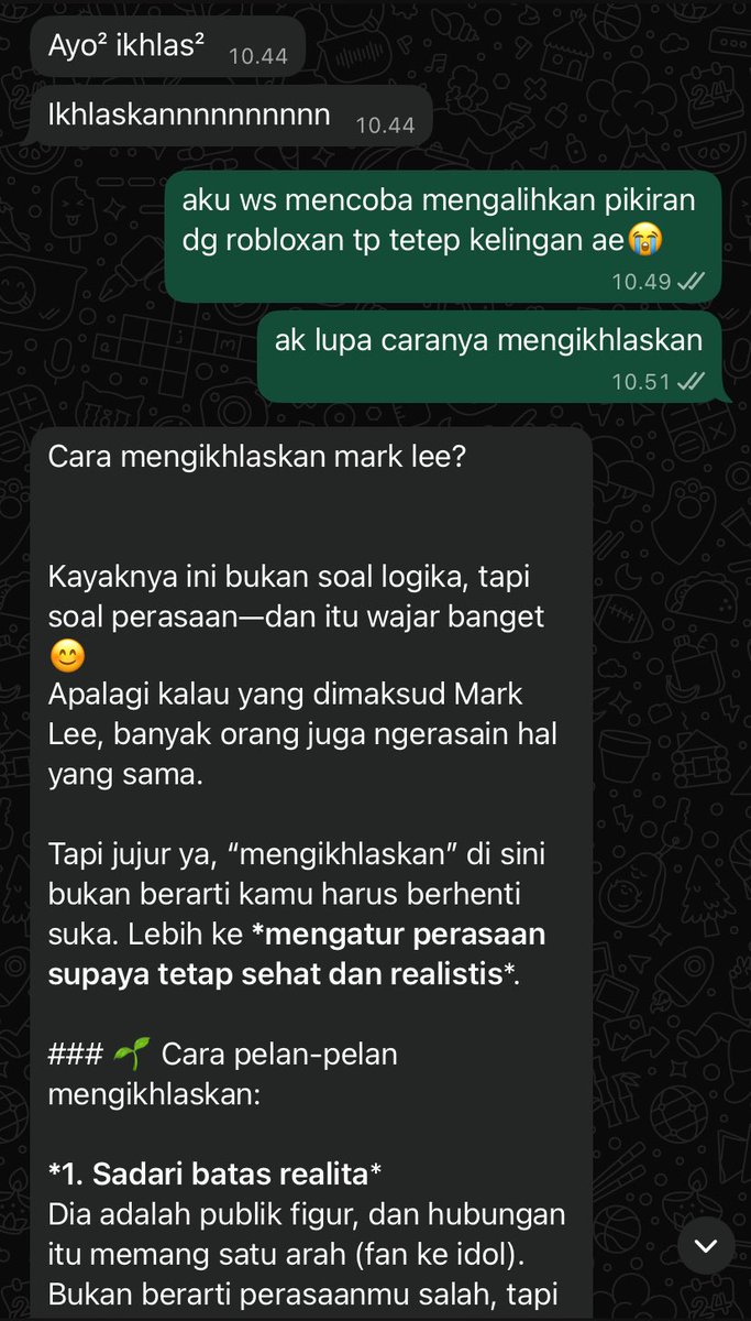 temen aku sampe tanya gpt gimana cara ikhlasin mark😭