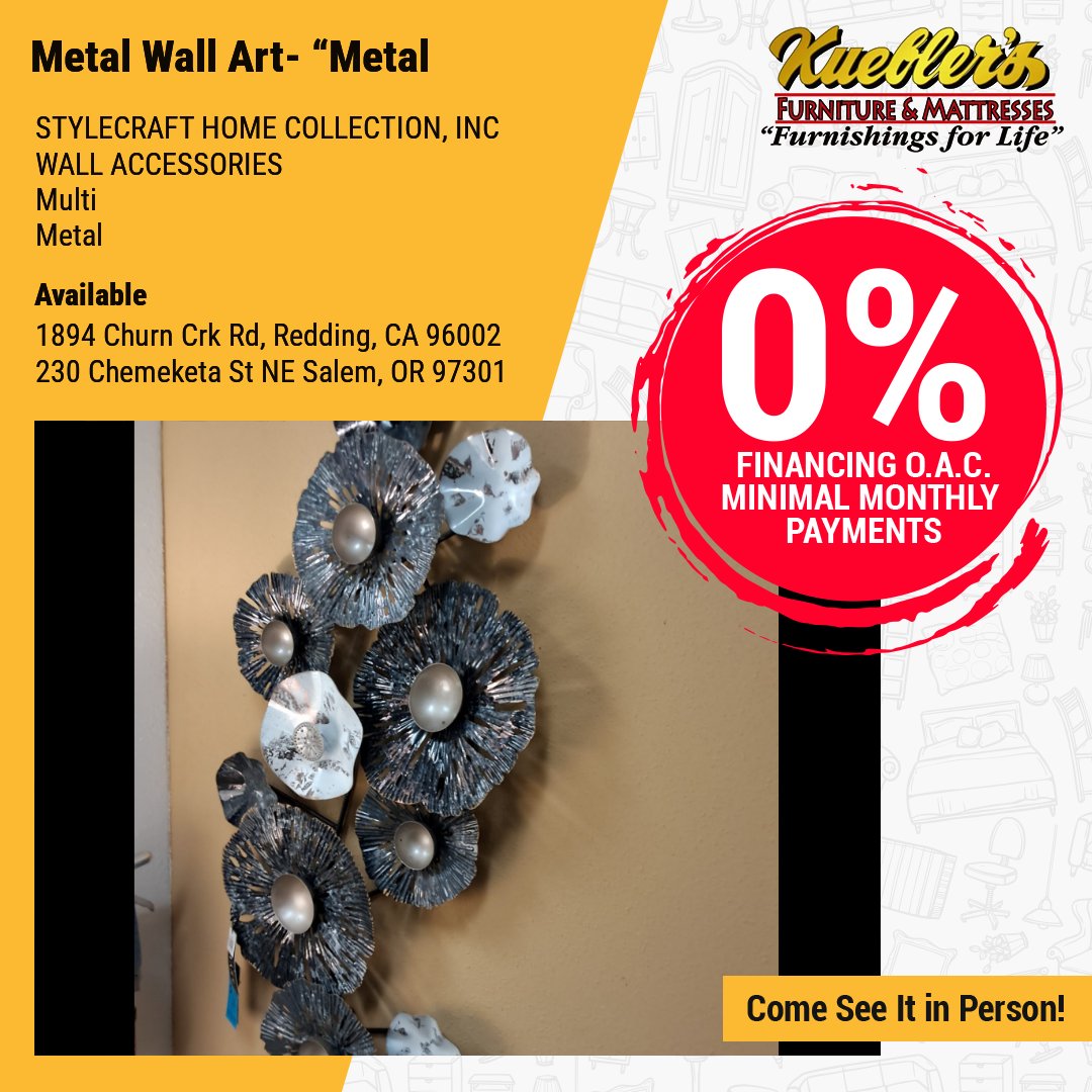 kueblers1974's tweet image. Transform your space with captivating color! 🌸 Elevate any room with STYLECRAFT's stunning Metal Lillies. Shop now &amp;amp; wow! #WallArt

bit.ly/46QSwGA

1894 Churn Crk Rd, Redding, CA 96002
230 Chemeketa St NE Salem, OR 97301