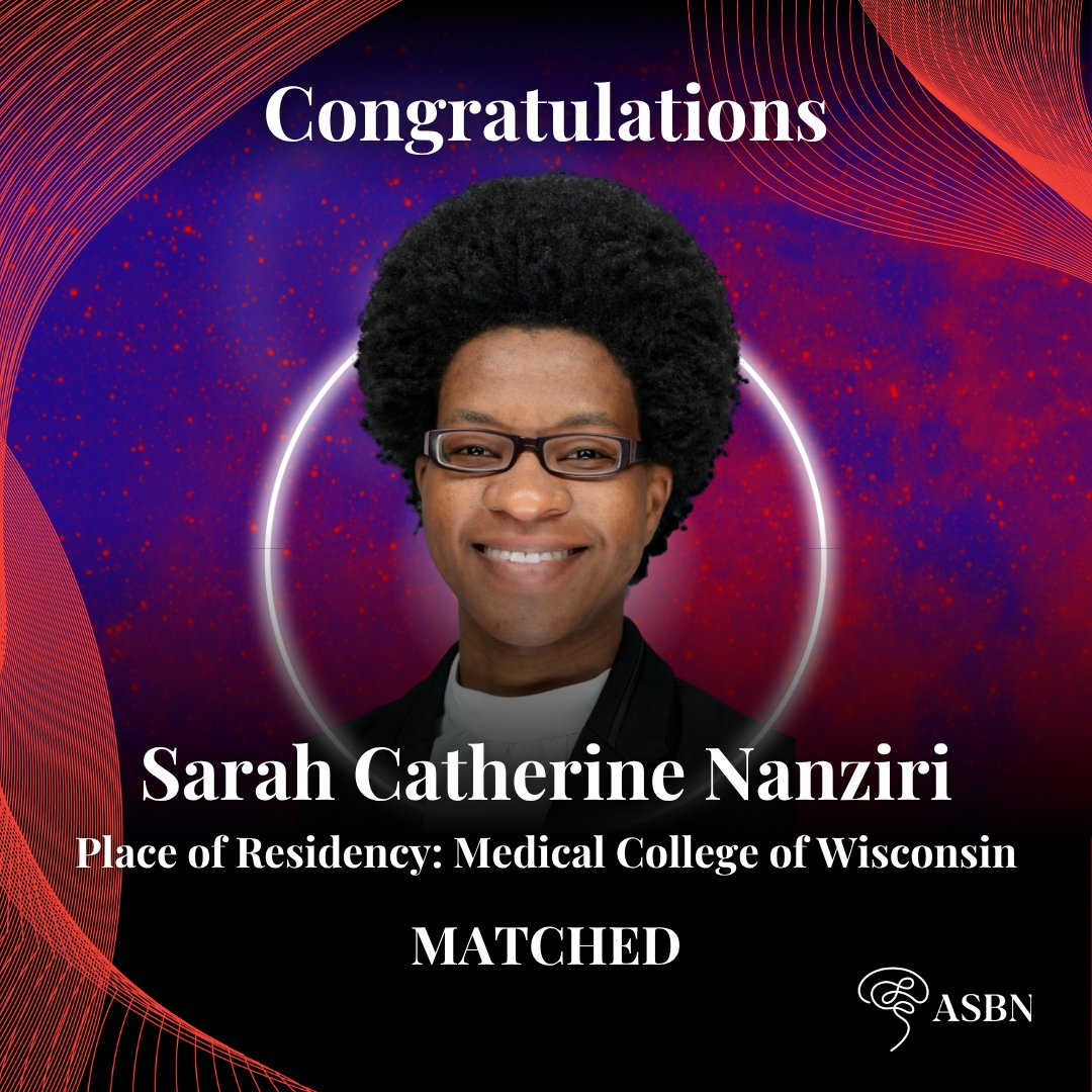 amsobns's tweet photo. From Kampala, Uganda to the halls of neurosurgery — Sarah Catherine Nanziri is making history. 🌍🧠Congratulations to Sarah Catherine Nanziri on matching into Neurological Surgery at the Medical College of Wisconsin!

A The George Washington University School of Medicine and Health Sciences graduate, Sarah's passion for pediatric neurosurgery reflects a profound commitment to caring for the youngest and most vulnerable patients. Her path — from Uganda to GWU to Wisconsin — is a story of extraordinary courage and purpose.

✨ Sarah strengthened her residency interview skills through the ASBN Mock Interview Program and continues to grow as a member of our NeuroMentoring Matters Program — and she matched! 🎉

She also served as our 2025 AANS Student Ambassador, representing ASBN with excellence. We’re incredibly grateful for her dedication and support of the ASBN community. Join us in celebrating Sarah Catherine Nanziri!

Join our community at https://t.co/aom3VvOOY2.

#Match2026 #ASBNOrg #BlackExcellence #Neurosurgery #ASBNConnects