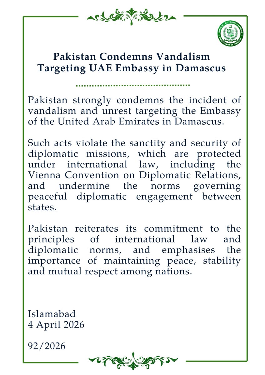 Ministry of Foreign Affairs - Pakistan tweet media