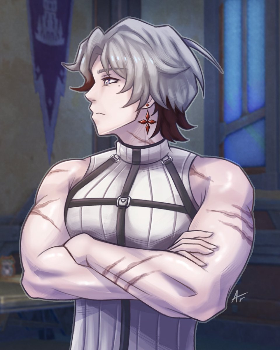 argonlights's tweet photo. Some headcanons for Illuga. I think he’s got a sleeper build under that thick coat. You’re telling me he carries around a huge lantern and a polearm all day? Fighting monsters? He’s got muscle for sure. Twunk-lluga.

#illuga #genshinimpact #fanart #illuflins #faelight https://t.co/dYa23z8RlF