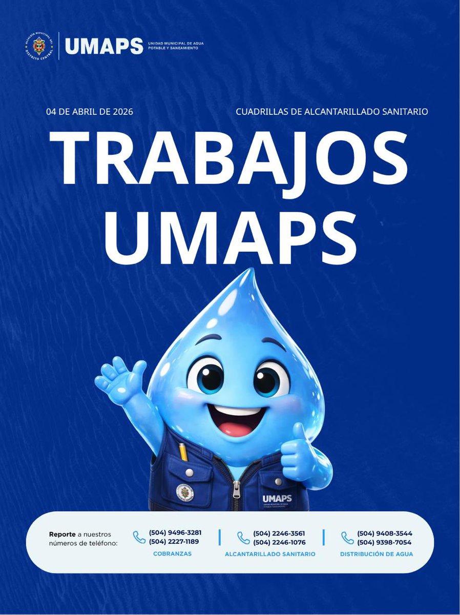 umapsdc's tweet image. 💧 🚧UMAPS en acción | 04 abril 2026

Cuadrillas de alcantarillado realizan trabajos en distintos puntos del Distrito Central, incluyendo mantenimiento y atención de incidencias.

🔧 En ejecución obras de reparación e instalación en infraestructura sanitaria.

#UMAPS