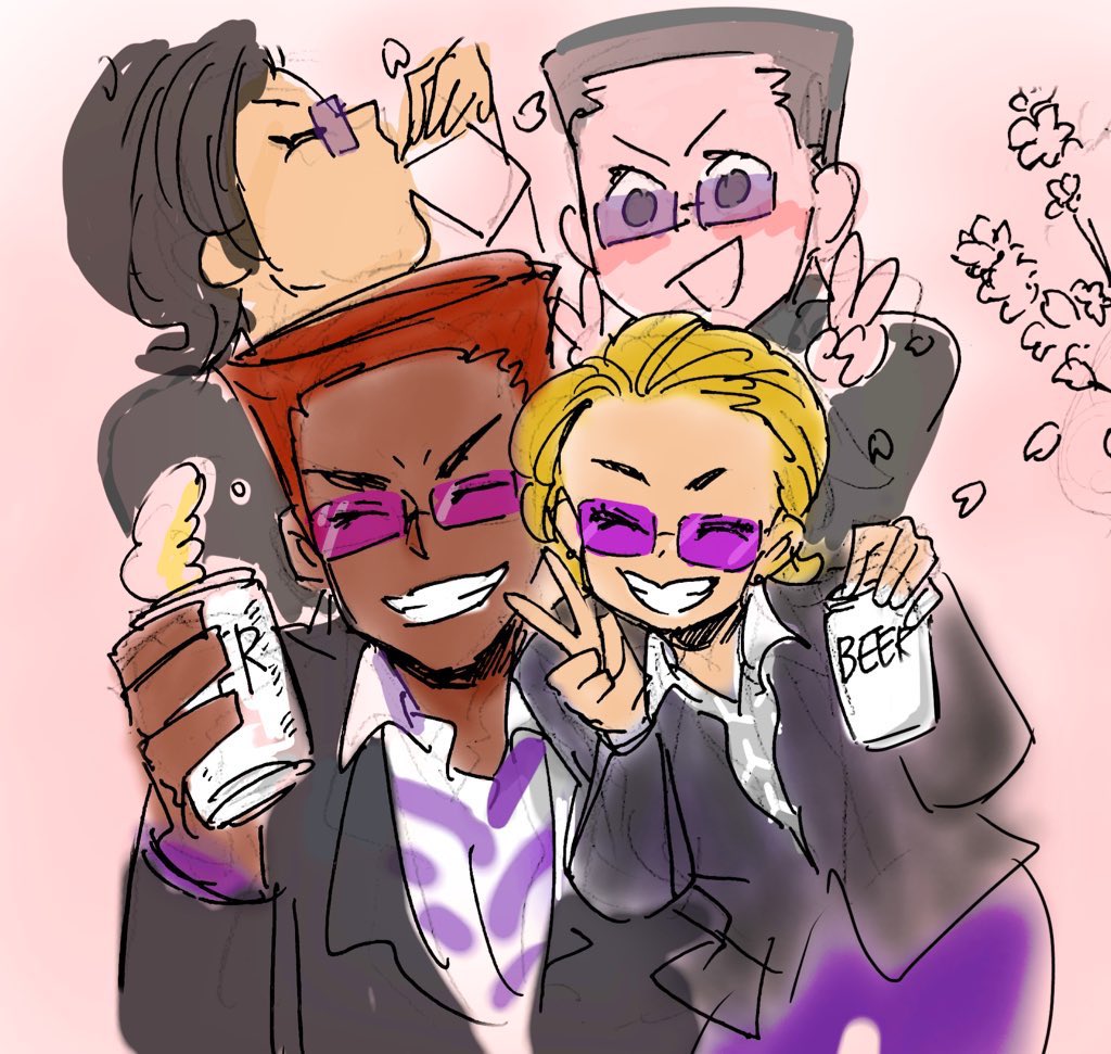 サビ組たちと花見カラスバさん🌸
 #カラスバ #pokemon #corbeau