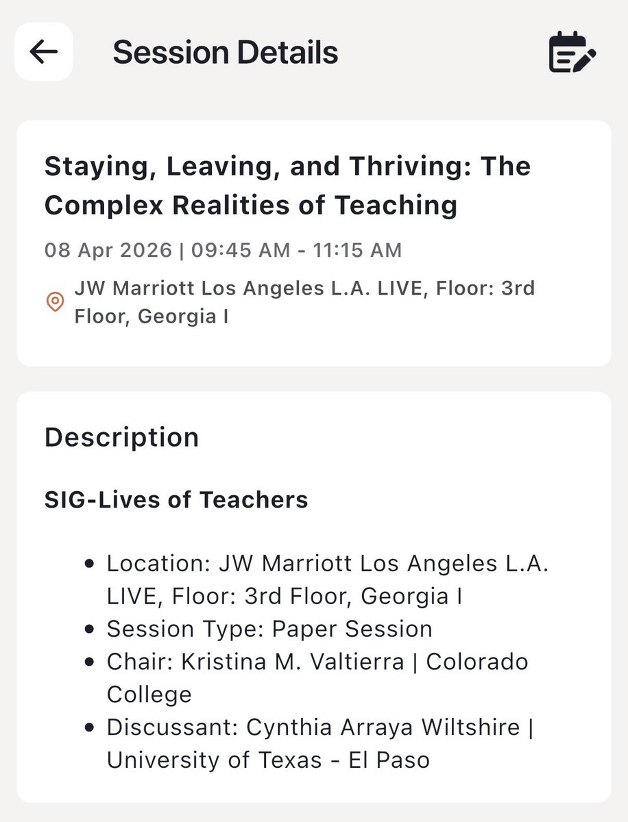 tpress87's tweet photo. Headed to AERA this week? Come checkout our papers! Or come checkout the Lives of Teachers SIG business meeting Friday evening! https://t.co/s2zX1l9AKm