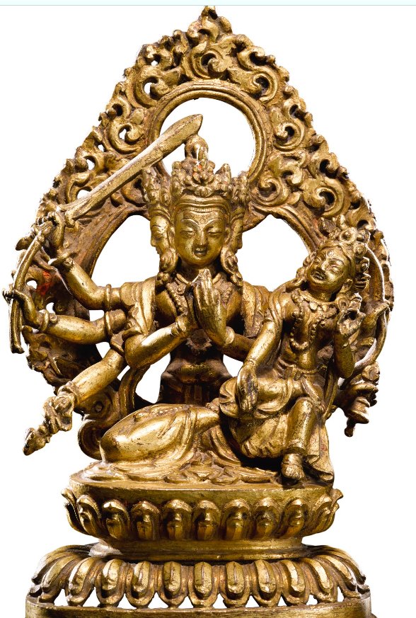 artinchow's tweet image. Deities Of Wisdom:

As a consort of Mañjuśrī’- the Bodhisattva of wisdom, Sarasvati is regarded as the embodiment of awakened discourse, memory, and the arts, blessing scholars, poets, musicians, and those studying the Dharma in Buddhist traditions.

#Iconography
#Buddhist
#Art
