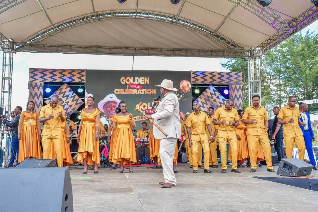 DrMutaiEric's tweet photo. Together with other leaders and gospel music fans, we this afternoon graced celebrations to mark the Golden Jubilee of our Kalenjin gospel music legend Joel Kimetto at Kiprugut Chumo Stadium, Kericho Town. https://t.co/FdSZHQBQ4E