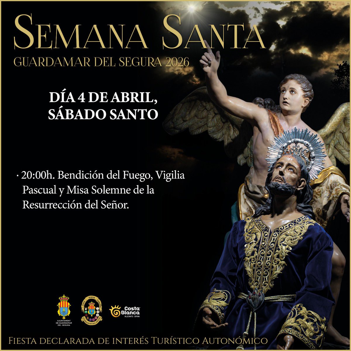 JoseLSaezPastor's tweet photo. Actos de la #SemanaSanta programados para hoy y mañana Domingo de Resurrección. #JuntaMayor #Cofradías #Parroquia #PatronatoPasión #ConcejalíaFiestas @Guardamar_Ayto https://t.co/QaLs1jwgul