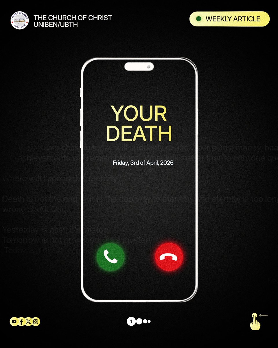 COCunibenubth's tweet photo. Your Death… Are you prepared for this call? 

#life #eternity #question #cocunibenubth https://t.co/SvMeueR4vr
