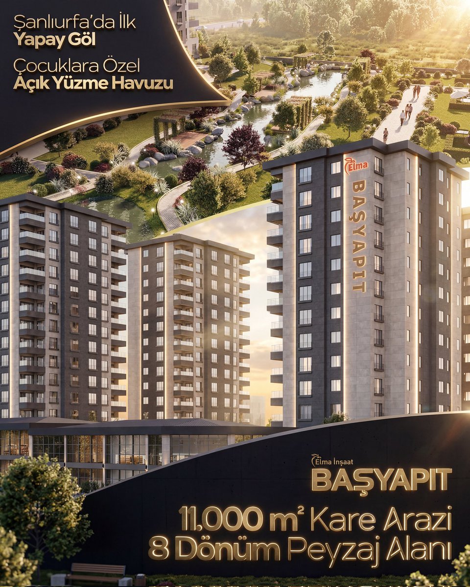 Şanlıurfa’da ilkleri sunan bir yaşam başlıyor… 🌿
Elma İnşaat Başyapıt Projesi; yapay göl, çocuklara özel açık yüzme havuzu ve geniş peyzaj alanlarıyla yeni bir yaşam deneyimi sunuyor.

Modern yaşamın konforunu doğayla buluşturuyoruz. ✨

#Elmaİnşaat #Başyapıt #Şanlıurfa