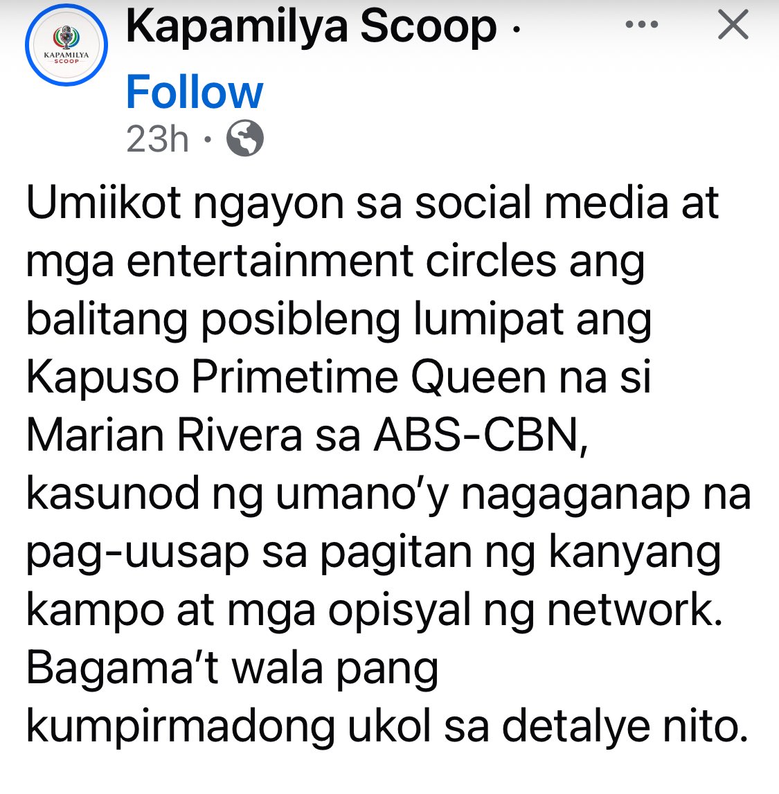 If you believe stuff like this on FB, I have a couple of bridges to sell. 

Marian Rivera and Dingdong Dantes, as well as Alden Richards, Dennis Trillo &amp; Jennylyn Mercado have the best of both worlds. They are among GMA Network A-Listers who can do projects with other film