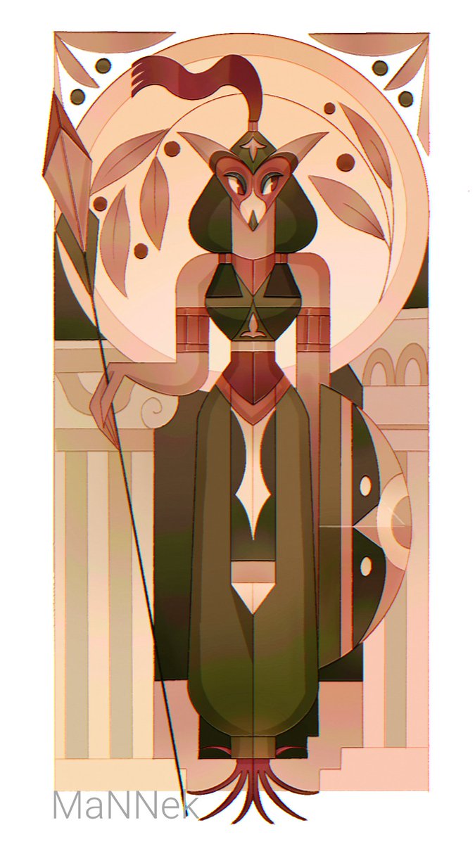 A union of strength and wisdom.

#art #illustration #original #mythology #athena #owl