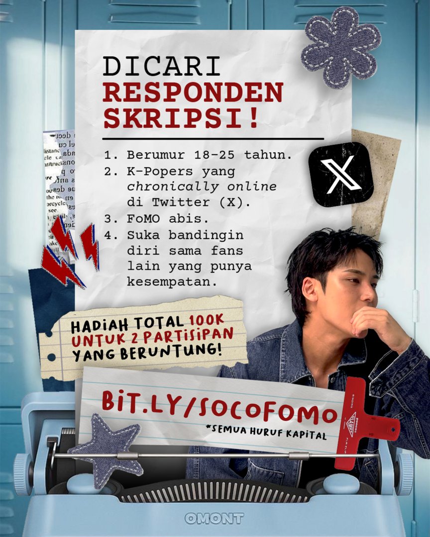 -star hai gais!
yuk bantu sender biar cepet lulus!

Kriteria:
1. Berusia 18-25 tahun.
2. Pake X
2. FoMo abis
3. Suka bandingin diri

ada imbalan 50k tiap 2 orang yang beruntung!
nanti sender kirim linknya di bawah yaa, thankies!