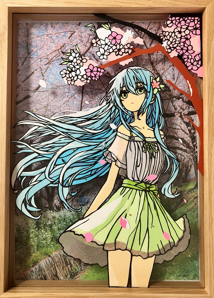 shikitsuzuri's tweet image. 【春少女の春🌸】
なにかと実験台にされがちな春少女☘️
ここではレースの表現に和紙が使えるかを実験🧪
あと、髪の毛大変でした🤣

#切り絵 #季節と少女 #paperart