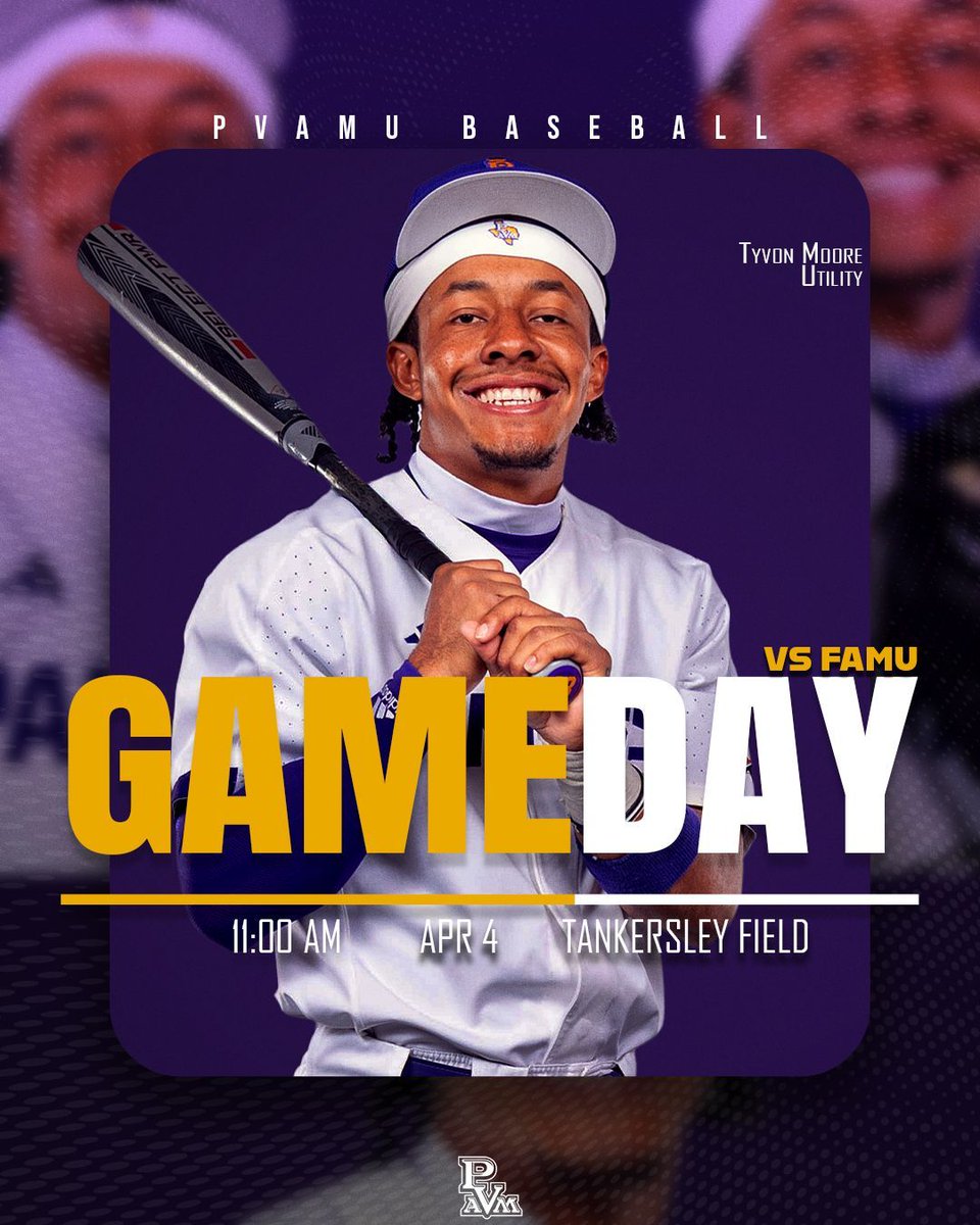 PVAMUPanthers's tweet image. PVAMUBSB: Game Day | Game 3 vs Florida A&amp;amp;M

📍 Tankersley Field | Prairie View, Texas
⏰ 11:00 AM

🎥 Watch LIVE: buff.ly/jURWUYR
📊 Follow LIVE: buff.ly/IOtRL8a

#PVAMU #PantherBaseball #SWACBaseball