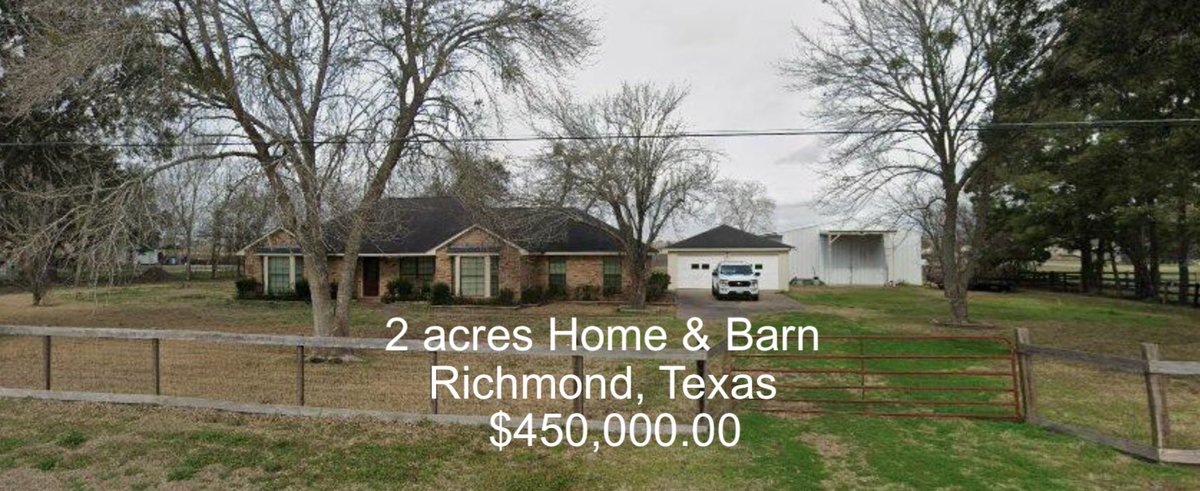 MerciRealty's tweet photo. Experience peaceful country living in Richmond, Texas on a beautiful 2-acre property featuring a spacious home and a stunning barn. The home is well-maintained with no repairs needed @HARMembers @zillow #homeforsale https://t.co/L9PLDWTGFM