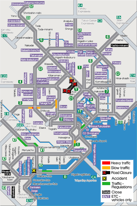 shutoko_EN's tweet photo. This map shows the traffic conditions as of 10 p.m. on the Metropolitan Expressway. For more information, please see the following link.
#Shutoko
https://t.co/cIezY4a0MV https://t.co/mWdvTqxaf0
