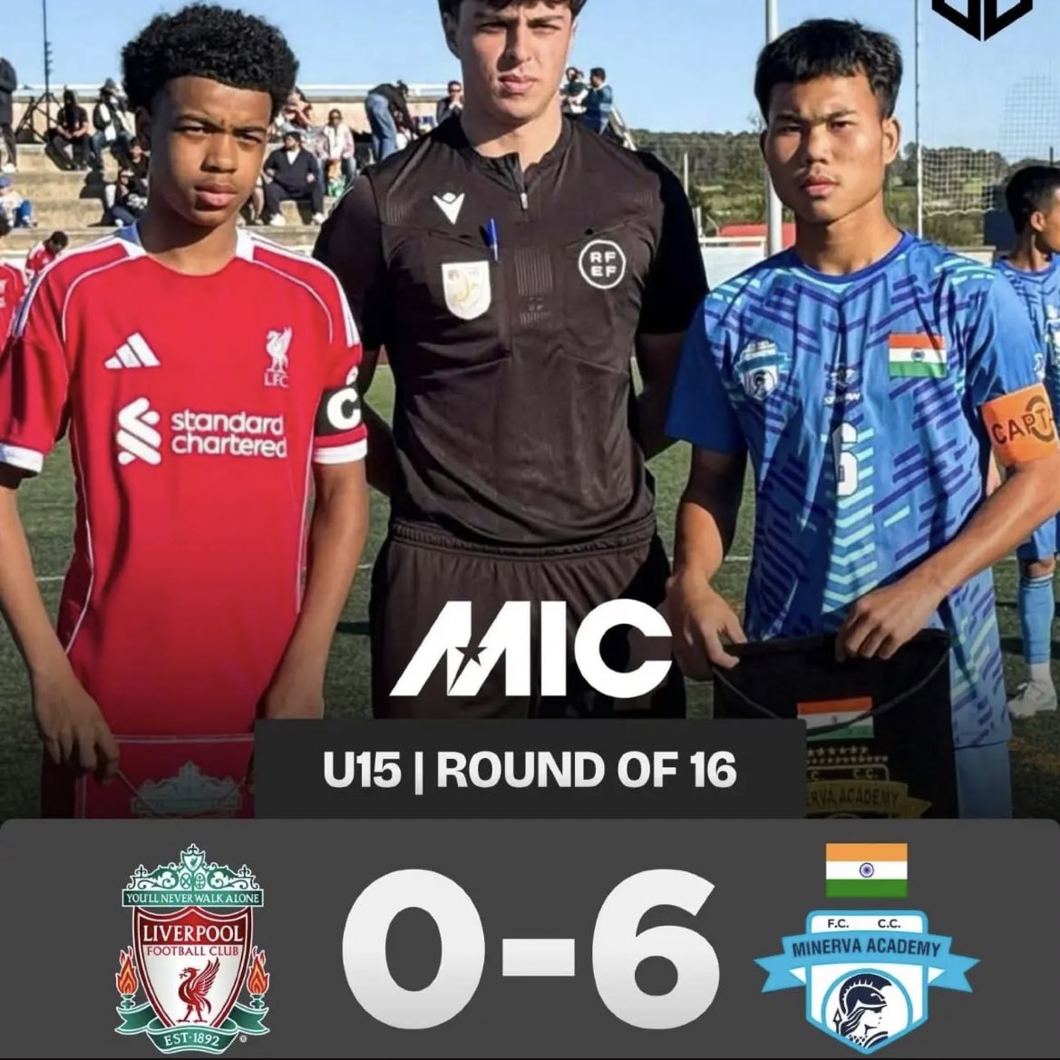 TeamAvocadoIND's tweet photo. Minerva’s U-15s humbling Liverpool FC 6-0 isn’t luck, it’s a statement.
Under Mr. Ranjit Bajaj @minervapunjabfc keeps producing fearless talent.
Indian football’s future isn’t coming,
it’s already here.🤞🏼🇮🇳⚽
#MICMediterraneanCup #LetsFootball #IndianFootball #NoLimit https://t.co/ICkFIJ4tsA