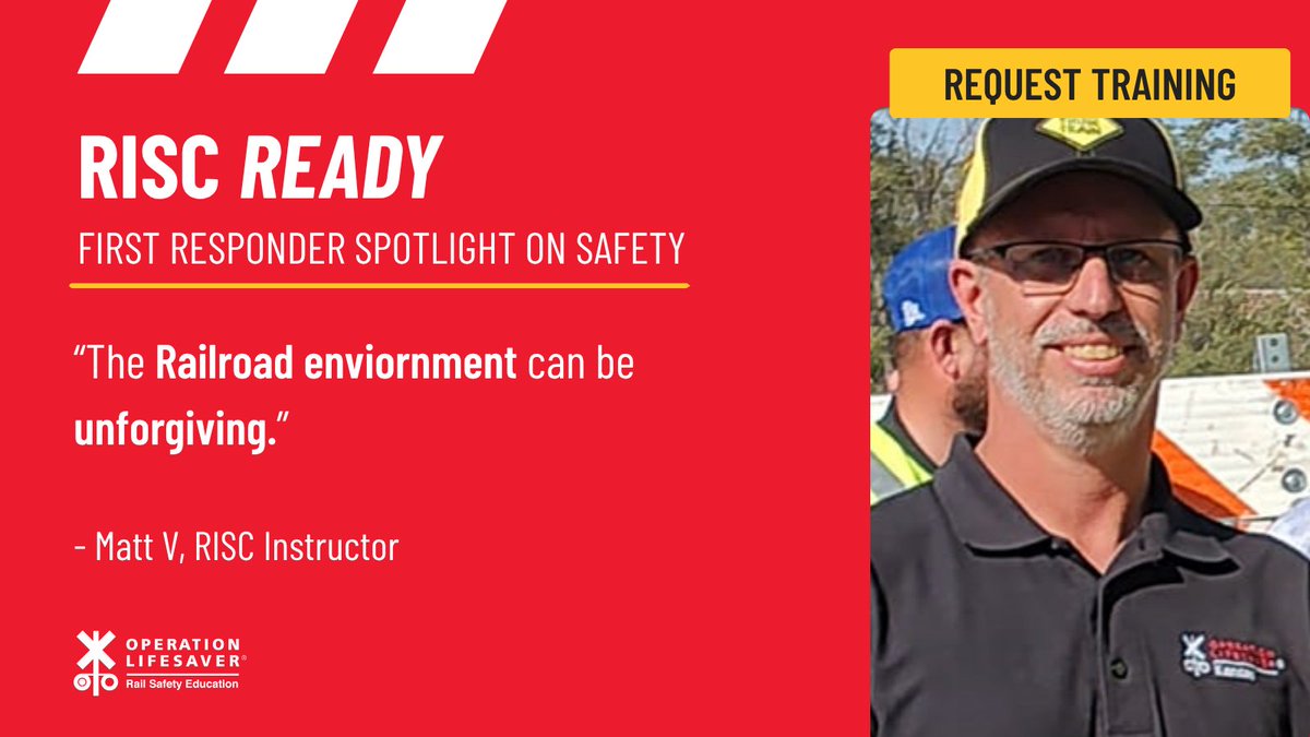 olinational's tweet image. "Using the tools #firstresponders learn in RISC training makes it possible to work safely in any situation." -- Matt V. Thank you for helping first responders stay safe. To schedule your RISC training, visit bit.ly/RISCReady #RailSafetyEducation #STOPTrackTragedies