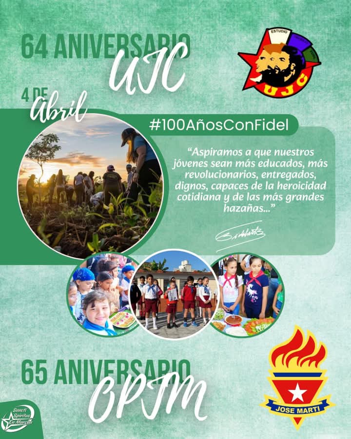 Desde la <a href="/Ampp_Sierpe/">Asamblea Municipal del Poder Popular La Sierpe</a>, saludamos a la OPJM y la UJC en su aniversario. Ustedes, pioneros y jóvenes, son fuerza y futuro en cada barrio. Sigan transformando desde el protagonismo. ¡Felicidades y adelante!
<a href="/DeivyPrezMartn1/">Deivy Pérez Martín</a> <a href="/AlexisLorente74/">Alexis Lorente Jiménez</a> <a href="/Carlos_GRguez/">Carlos Gutiérrez Rodríguez</a> <a href="/yilian16152/">Yilian Diaz</a>