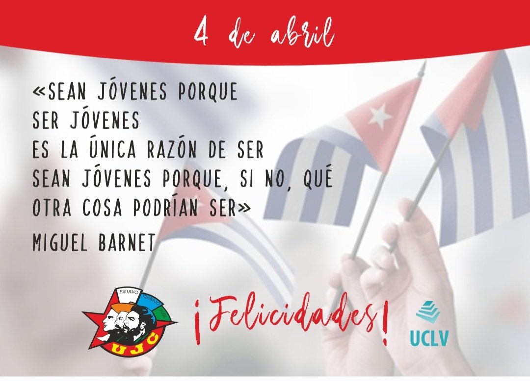 CindyLopez5723's tweet photo. Creer en los jóvenes es ver en ellos además de entusiasmo, capacidad; además de energía, responsabilidad; además de juventud, pureza, heroismo, carácter, voluntad, amor a la Patria, fe en la Patria, amor a la Revolución.
#ujc65 #JuventudQueHaceHistoria
#juventudcentenaria https://t.co/URh5yAN3du