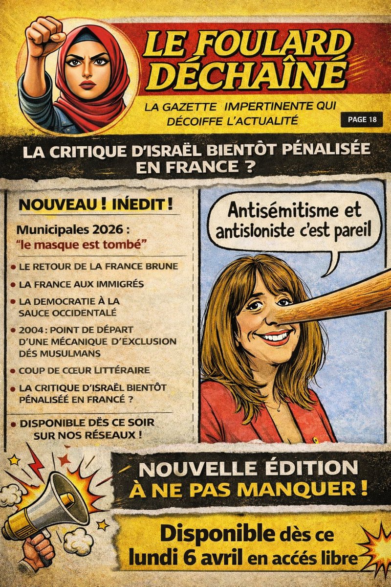 🔔 J-3 avant diffusion
👉 Antisionisme ≠ antisémitisme

Confondre critique politique et haine raciale n’est pas une erreur mais une stratégie

⚖️ Peut-on encore critiquer un État génocidaire ?
🔥 Qui veut faire taire le débat ?

Une tribune sans filtre à découvrir lundi prochain