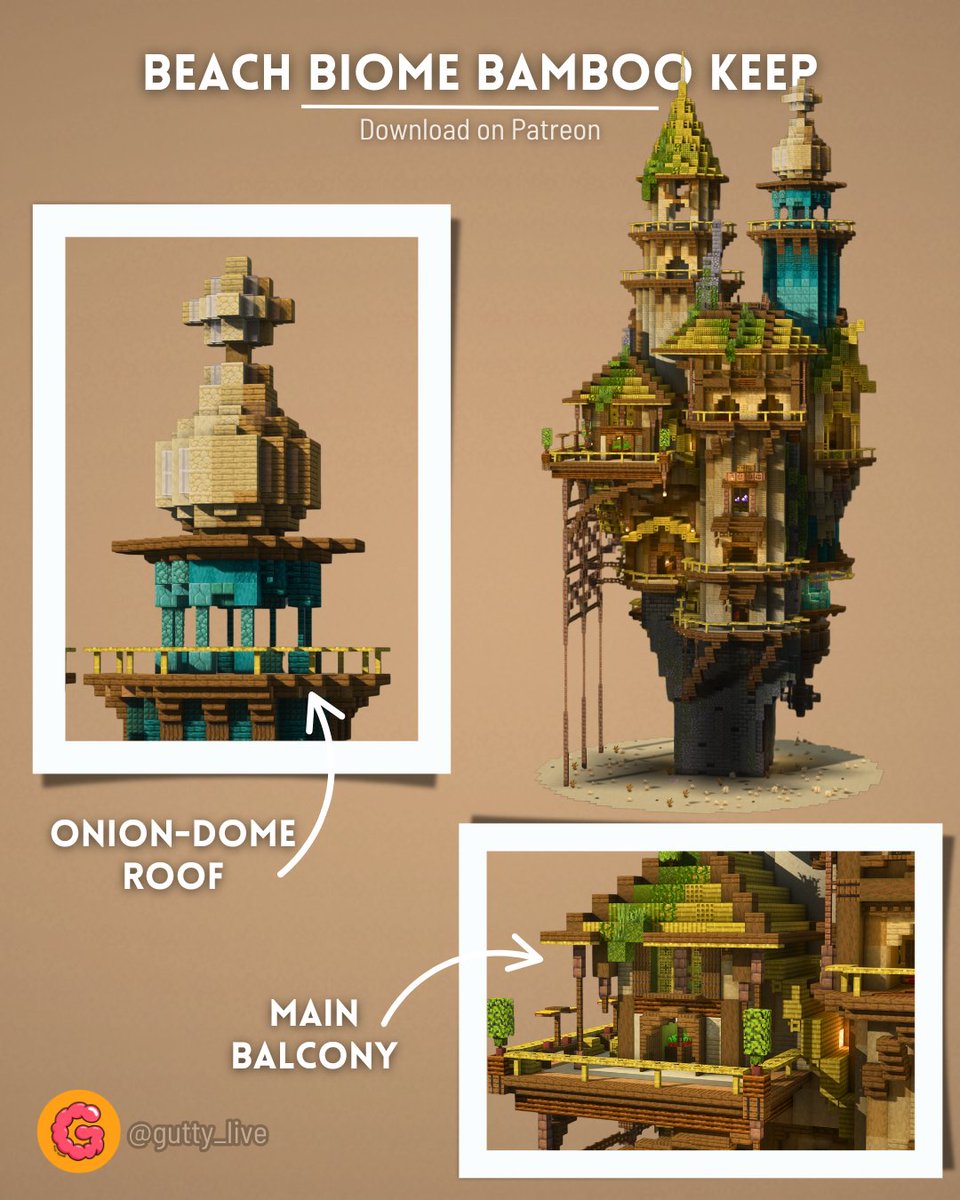 Gutty_Live's tweet photo. Beach Biome Bamboo Keep
----------------------------
#Minecraftbuilds #minecraft建築コミュ #Minecraft #minecraftart https://t.co/xcVnNPNMYI