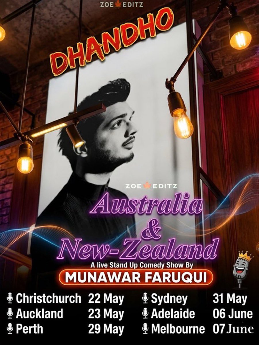 MainHunIzhar09's tweet photo. Laughter in his words, magic in his presence —

May this tour be filled with endless love &amp; loud cheers 💕

Ready to spread laughter across these countries 👇

🇦🇺 Australia| 🇳🇿 New Zealand

🎟️ Grab your tickets ⬇️

https://t.co/SrAjRlowC4⁠�

Izhar

#MunawarFaruqui || #MKJW https://t.co/Zi3V38ixQJ
