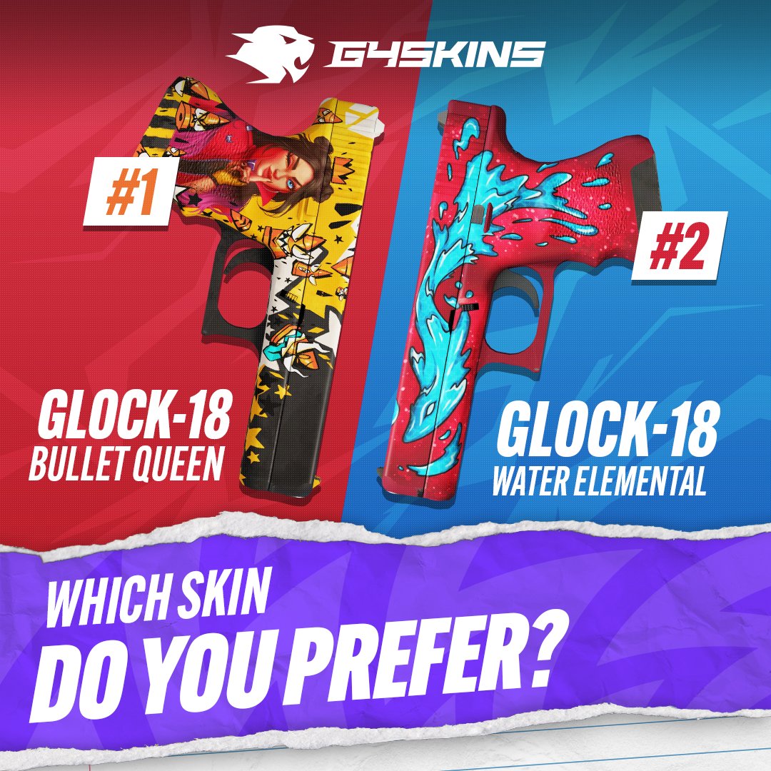 g4skinsdotcom's tweet photo. Bullet Queen VS Water Elemental! 🔥
Which one do you like more?
#CS2 #counterstrike2 #Skin #choosewisely #g4skins #csskin #counterstrike #cs #glock #vote #csskins https://t.co/7wTwVPS0Gm