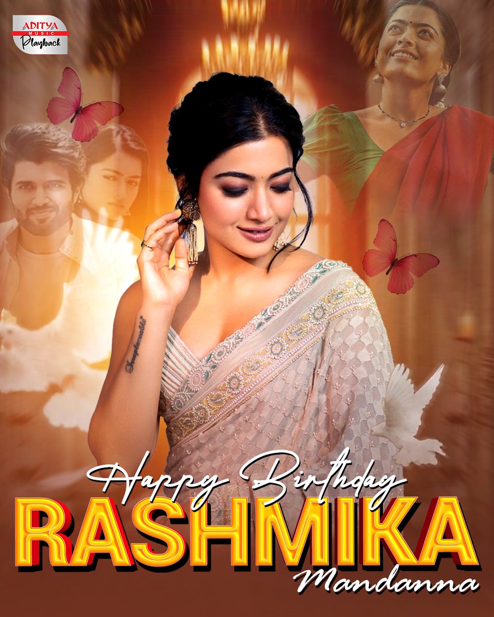 AdityaPlayback's tweet image. Happy Birthday to the ever-charming Rashmika Mandanna ✨ May your year be as bright as your energy on screen! 🎬💖

#HBDRashmikaMandanna #AdityaMusic #AdityaMusicPlayBack