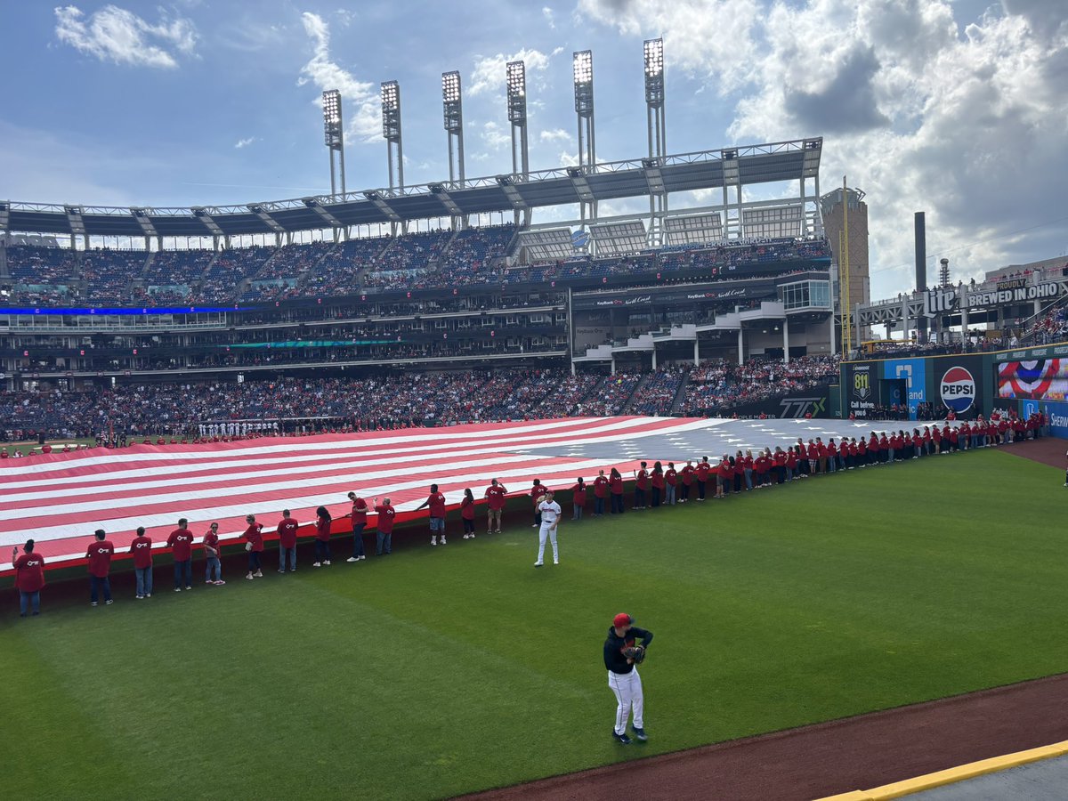 rbhohman's tweet photo. Indians Home Opener vs my Cubbies - great day except for the outcome of the game.  Was anybody working in Cleveland yesterday?!  Great flyover! https://t.co/cemS4zxAVm