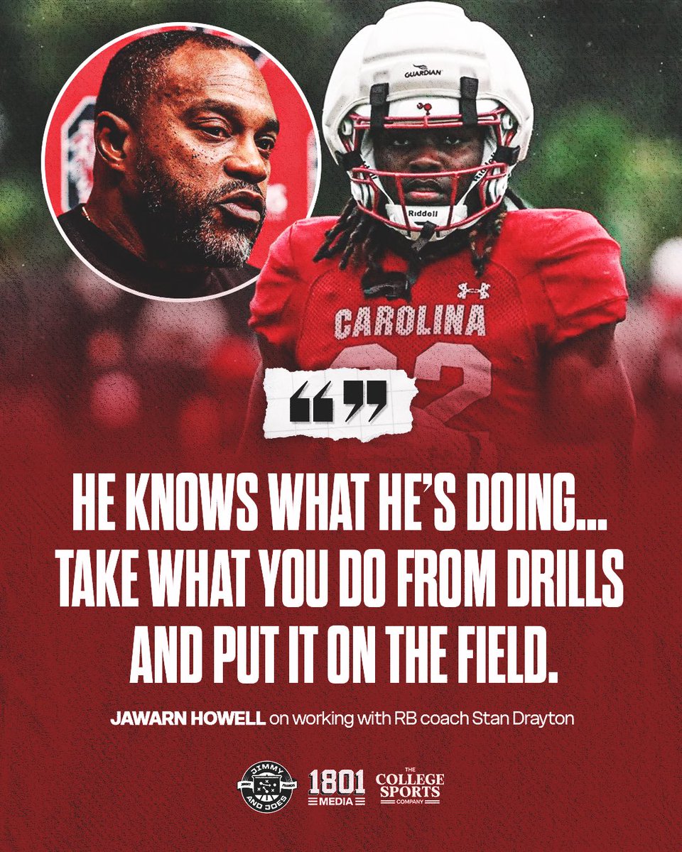 1801MediaCo's tweet photo. Gamecock RB @HowellJawarn on working with Gamecock RB Coach @StanDrayton_ 🐔🤙 https://t.co/msX8gtpzCT