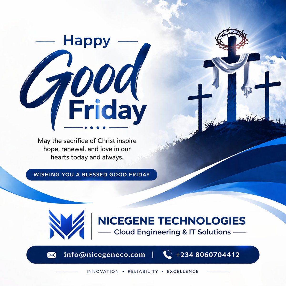 nicegene_tech's tweet photo. Happy Good Friday to you all. May the death of Christ bring us freedom and hope through Christ our Lord Amen 🙏 https://t.co/alhiJgMzWb