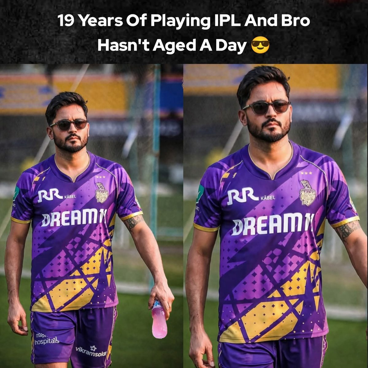 sushanthkoko's tweet photo. This should have been the official jersey of Team KKR @KKRiders.
Manish Pandey really hasn't aged a day, Admin please make a podcast to reveal his secret healthy life 😁 
@im_manishpandey
#KKR #KorboLorboJeetbo #IPL2026 #ManishPandey https://t.co/gAoYG8i7CR