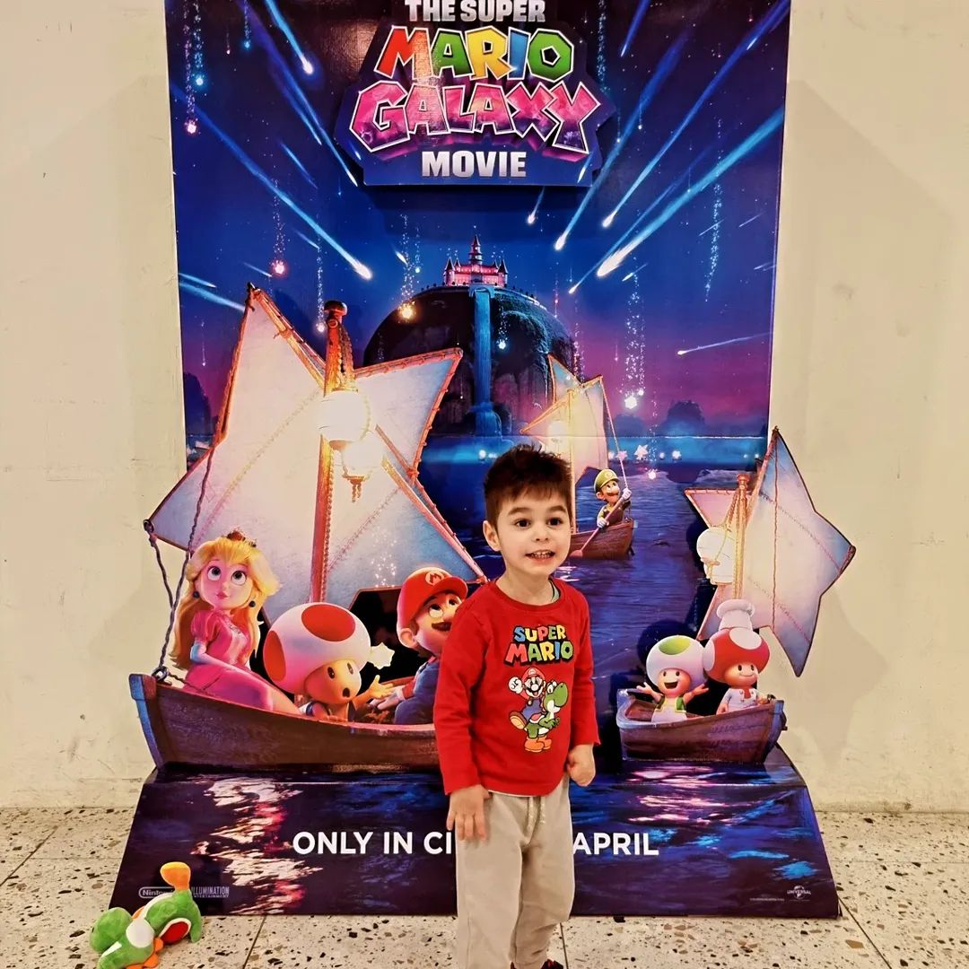 danielsimac's tweet photo. The new #SuperMarioGalaxyMovie got released just in time for my birthday in a few days, making for a great birthday present treat from my mom and for Benjamin's first cinema experience. Overall, great time and movie, a success! https://t.co/oEmEqA144H