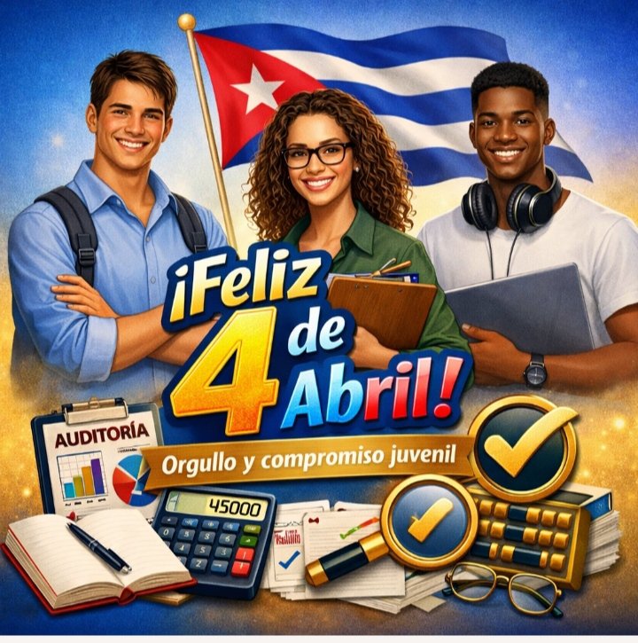 Hoy celebramos el 4 de abril, día de orgullo y compromiso juvenil.  
Nuestros jóvenes auditores representan la fuerza, la ética y la pasión que impulsan el futuro de Cuba.  
🇨🇺 ¡Feliz 4 de Abril! #OrgulloJuvenil #AuditoríaCubana #4deAbril
#SantiagoDeCuba