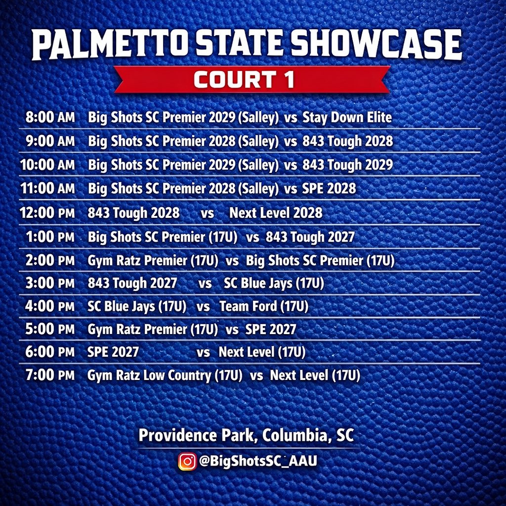 Next_Level_SC's tweet photo. Boys teams kick off today over at the Palmetto State Showcase in Columbia. Older Girls (15u) are playing at 1:00 and 3:00 at Denmark-Olar this afternoon. https://t.co/p85MYZ1PEK