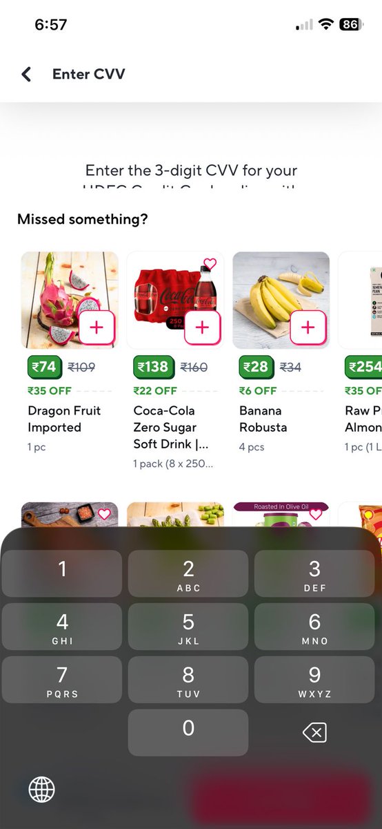 Hey <a href="/ZeptoNow/">Zepto</a> let me enter the CVV. I will reorder or go back if i missed something.