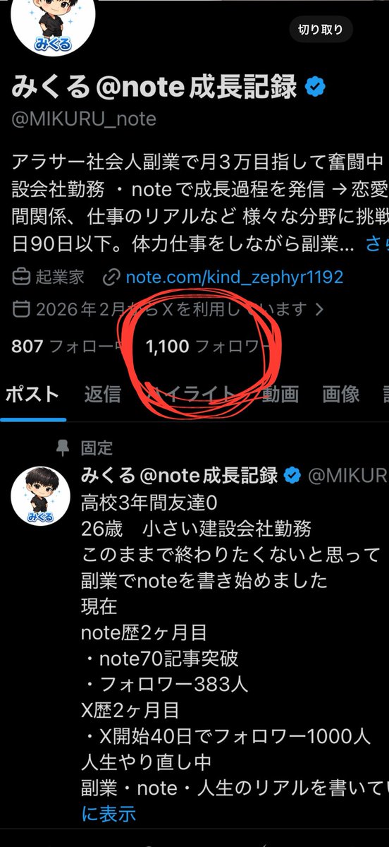 みくる@note成長記録 tweet media