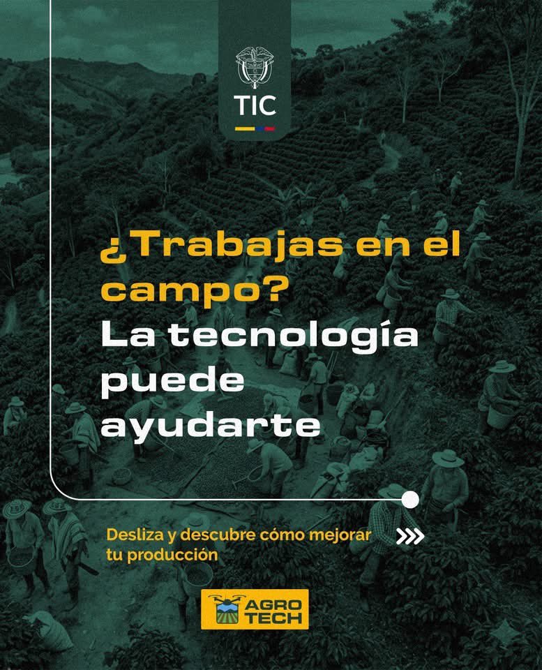 Ministerio_TIC's tweet image. La #TransformaciónDigital llega al territorio. Con #AgroTECH, del #MinisterioTIC, optimiza tus cultivos y mejora la producción mediante datos precisos. 📊

Impulsamos el agro regional con herramientas tecnológicas que generan progreso real para nuestra gente.