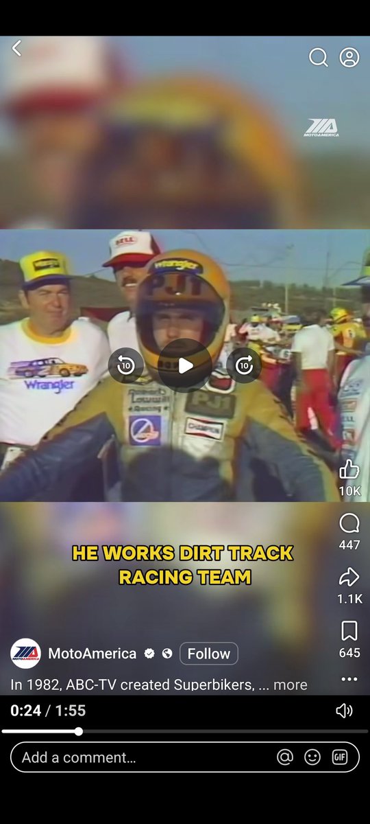 Justin_StLouis's tweet photo. Hey @DaleJr - saw this on Facebook. This guy might be crew, or maybe he's a Wrangler rep? Any recollection of him? I know nothing about motorcycle racing, but that shirt stands out big time. Mike Kidd is the rider. Larry Nuber doing the starting lineup. https://t.co/A1v8pivEca