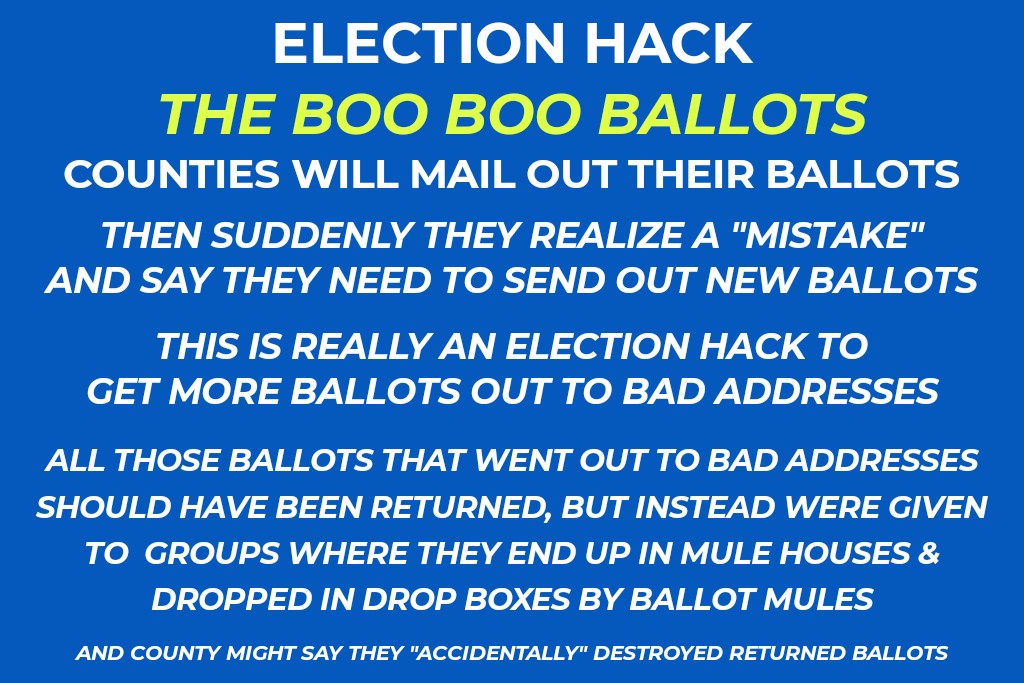 ArtChicken4's tweet image. BooBoo Ballots - one of the ways they get extra ballots to illegally vote, into the Elections. 
#PeoplePaperPrograms